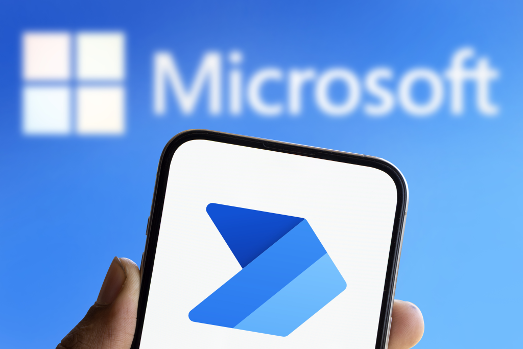 Power Automate dhaka, bangladesh 13 aug 2024: microsoft power automate logo is displayed on smartphone.